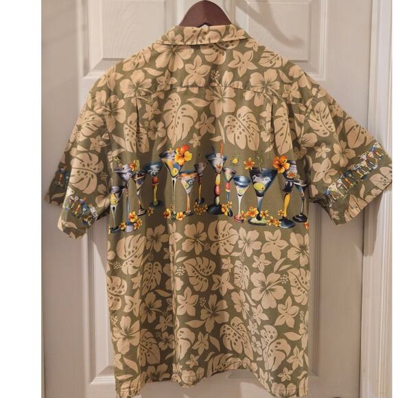 Kolekole Vintage Hawaiian Martini Vacation Button Cotton Short Sleeve Shirt 2XL - Picture 4 of 10